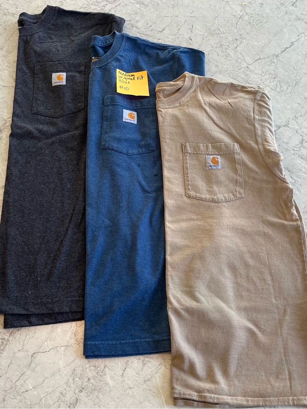 Carhartt Pocket Tee Set of 3  - Black, Blue, Khaki men’s medium
